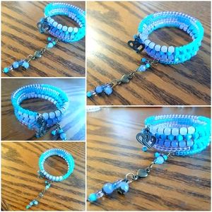 Aqua loving memory wire bracelet